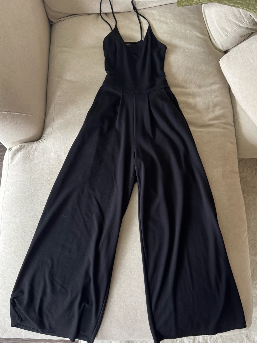 Free Press Black Wide-Leg Jumpsuit with Thin Straps
